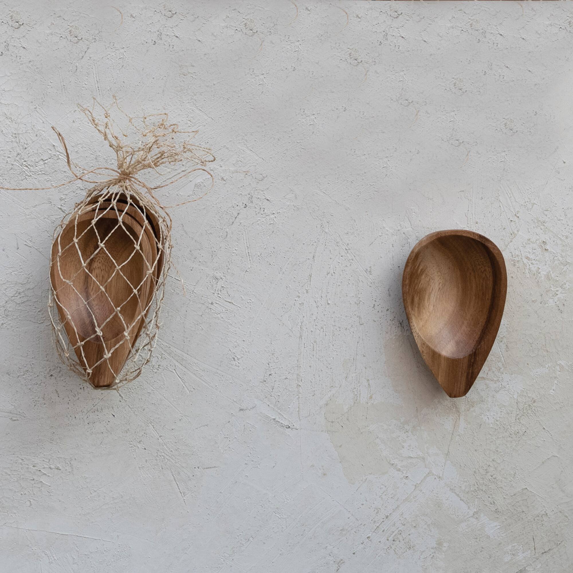 Hello Honey® 5" Almond Shaped Acacia Wood Trays, 4ct.